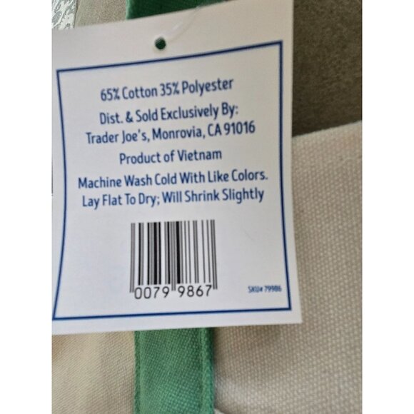 Trader Joes Mini Canvas Tote Bag Pastel Green - Picture 5 of 5